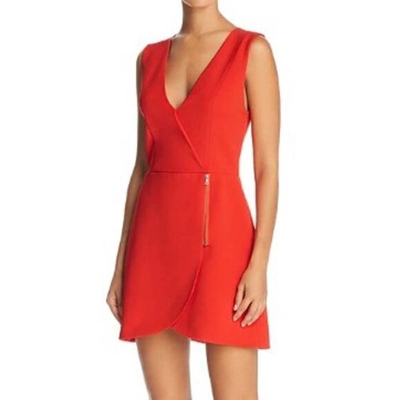 Alice + Olivia Lennon Red Sleeveless Front Zipper Dress Sz. 6 - Picture 1 of 8